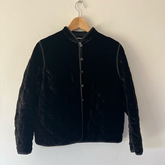 Aritzia‎ Wilfred Lyric Black Velvet Quilted Silk Blend Jacket Size Small - Picture 2 of 10
